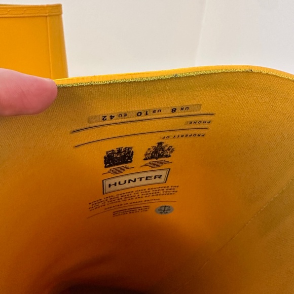 Hunter Original Tall Rain Boots Yellow Natural Rubber Waterproof Wellies - Picture 5 of 7